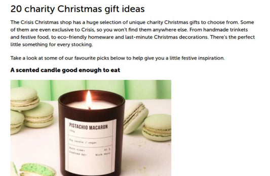 Pistachio Macaron was featured on Crisis as charity Chrstmas Gift Ideas