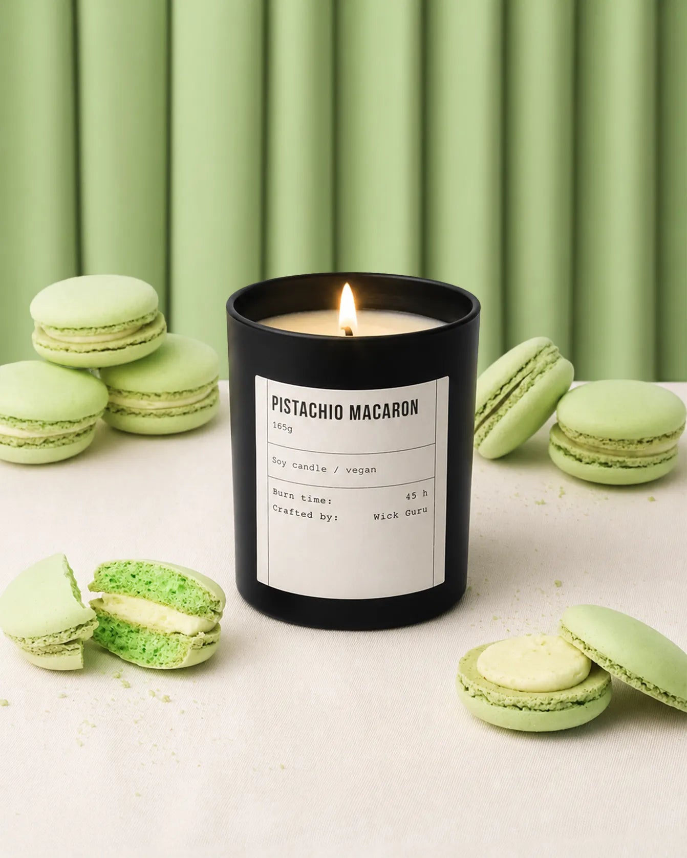 Pistachio Macaron Candle | Pistachio + Caramel + Meringue
