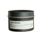 Candle in a black tin with a label on a white background